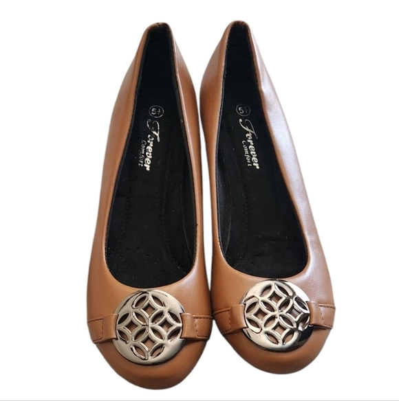 Forever Comfort Shoes - Women's Tan Ballet Flats